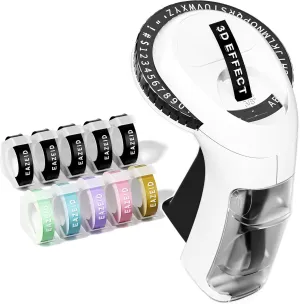 Embossing Label Maker Machine with-Tape, Vintage Embossed Label Maker Manual, Retro 3D Black Emboss Labeler with 10 Rolls 9mm Macaroon Embossing Label Tapes for Home Kitchen School Kids