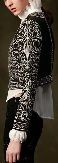Embroidered Cropped Bolero Style Jacket in Black