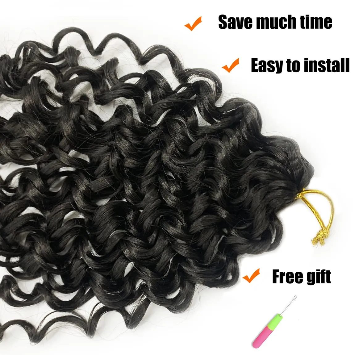 ENBEAUTIFUL 24 Inch 8 Packs Curly Crochet Hair Beach Curl Water Wave Crochet Hair Deep Wave Wavy Braids Curly Crochet Hair For Black Women(24inch, 8packs, 1b)