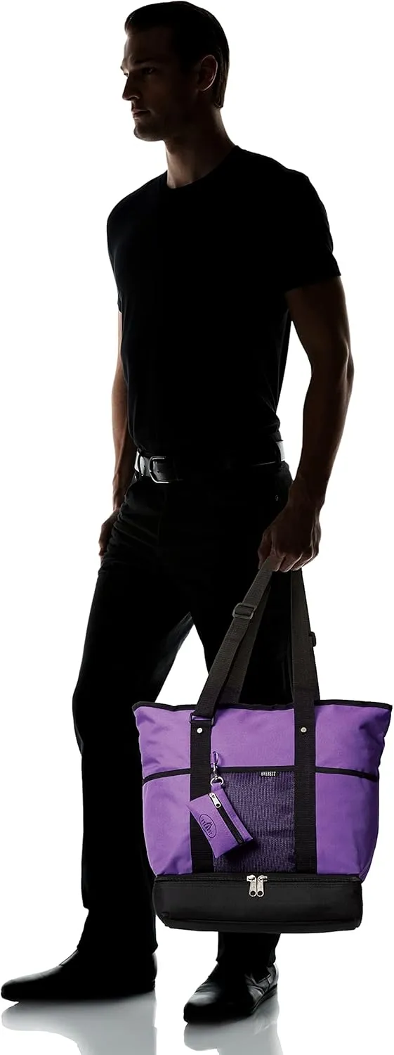 Everest Luggage Deluxe Shopping Tote, Dark Purple/Black, Dark Purple/Black, One Size