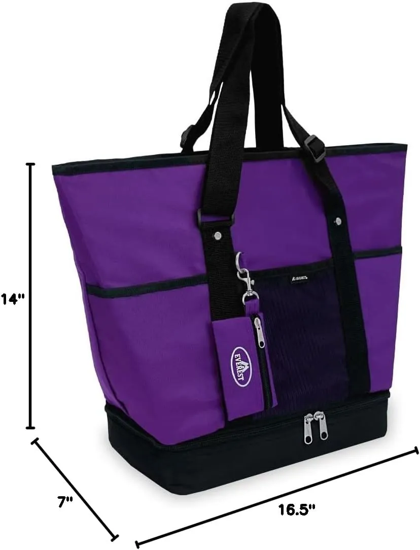 Everest Luggage Deluxe Shopping Tote, Dark Purple/Black, Dark Purple/Black, One Size