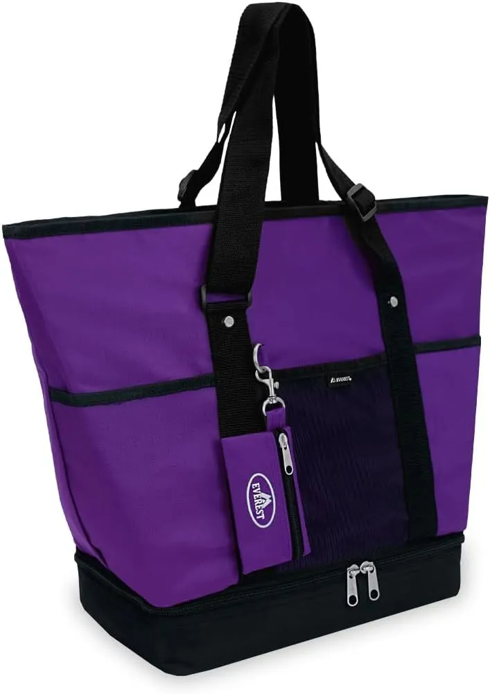 Everest Luggage Deluxe Shopping Tote, Dark Purple/Black, Dark Purple/Black, One Size