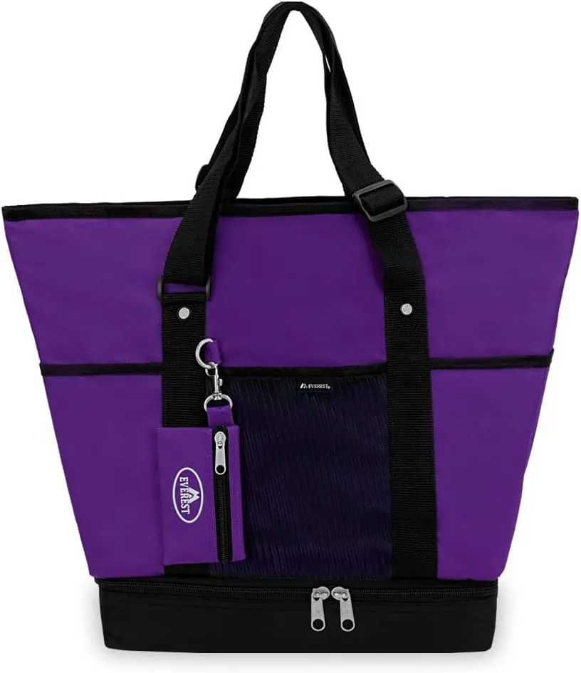 Everest Luggage Deluxe Shopping Tote, Dark Purple/Black, Dark Purple/Black, One Size