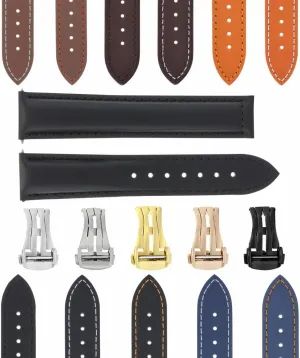 Ewatchparts 18-24mm Leather Watch Band Strap 41mm Compatible With Omega Seamaster 300 Or Planet Ocean