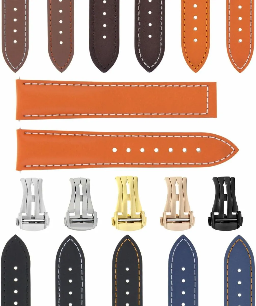 Ewatchparts 18-24mm Leather Watch Band Strap 41mm Compatible With Omega Seamaster 300 Or Planet Ocean