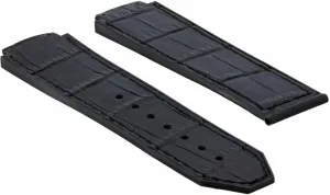 Ewatchparts 24mm Leather Watch Band Strap Rubber Compatible With 44-45mm Hublot H Big Bang Black