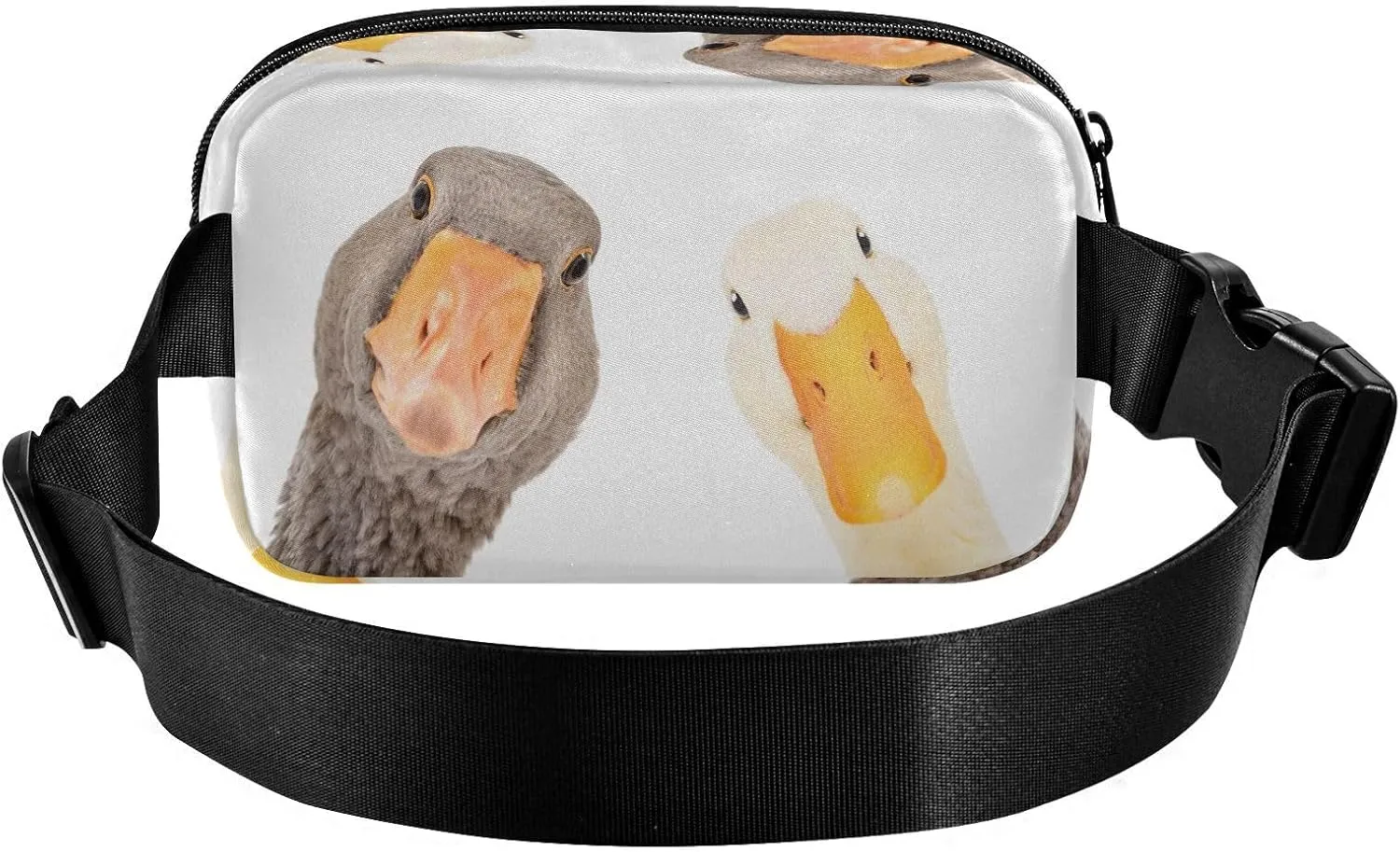 Exnundod Funny Goose and Duck Fanny Packs for Women Men, Waist Pack Crossbody Bags Waterproof Adjustable Belt Strap for Running Hiking Workout