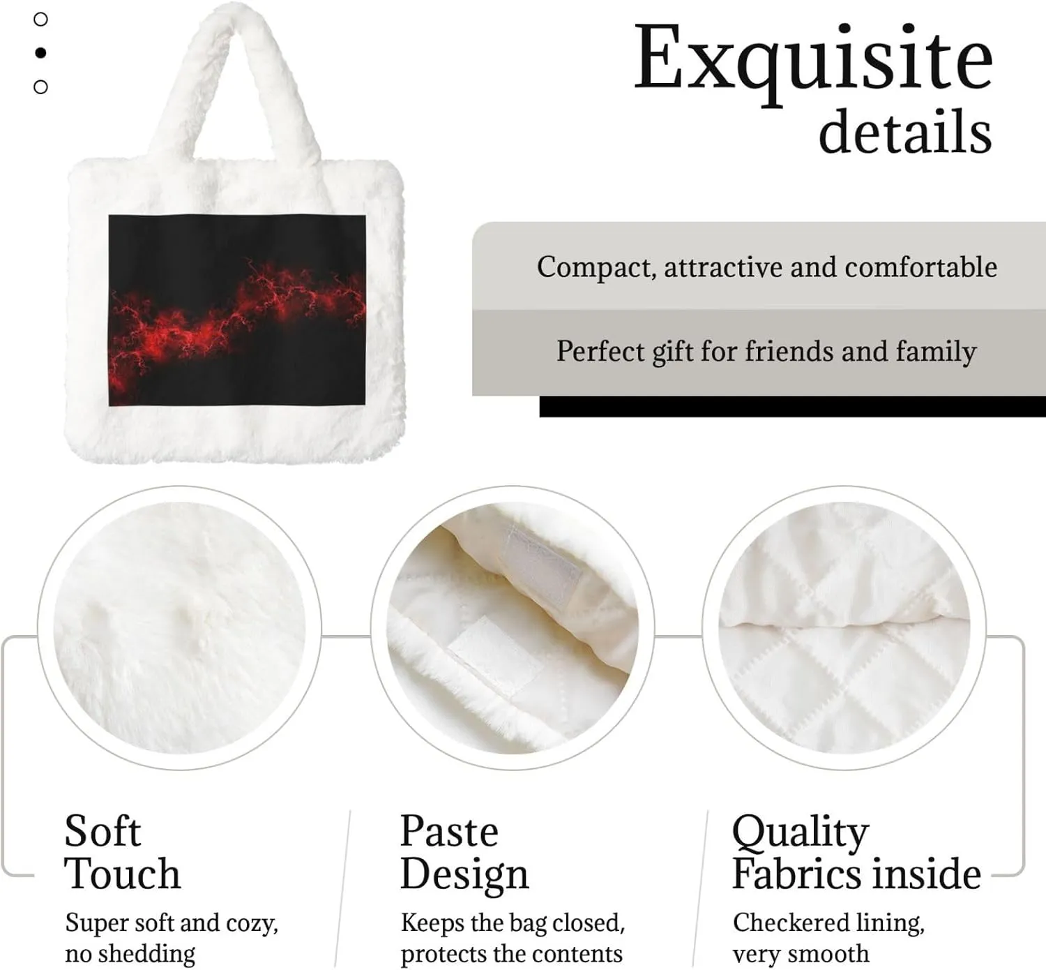 Explosion Burst Red Black Printing Soft Plush Handbag For Womens Tote Bag For Women,Women Satchel Bags Wallet Purse For Gifts