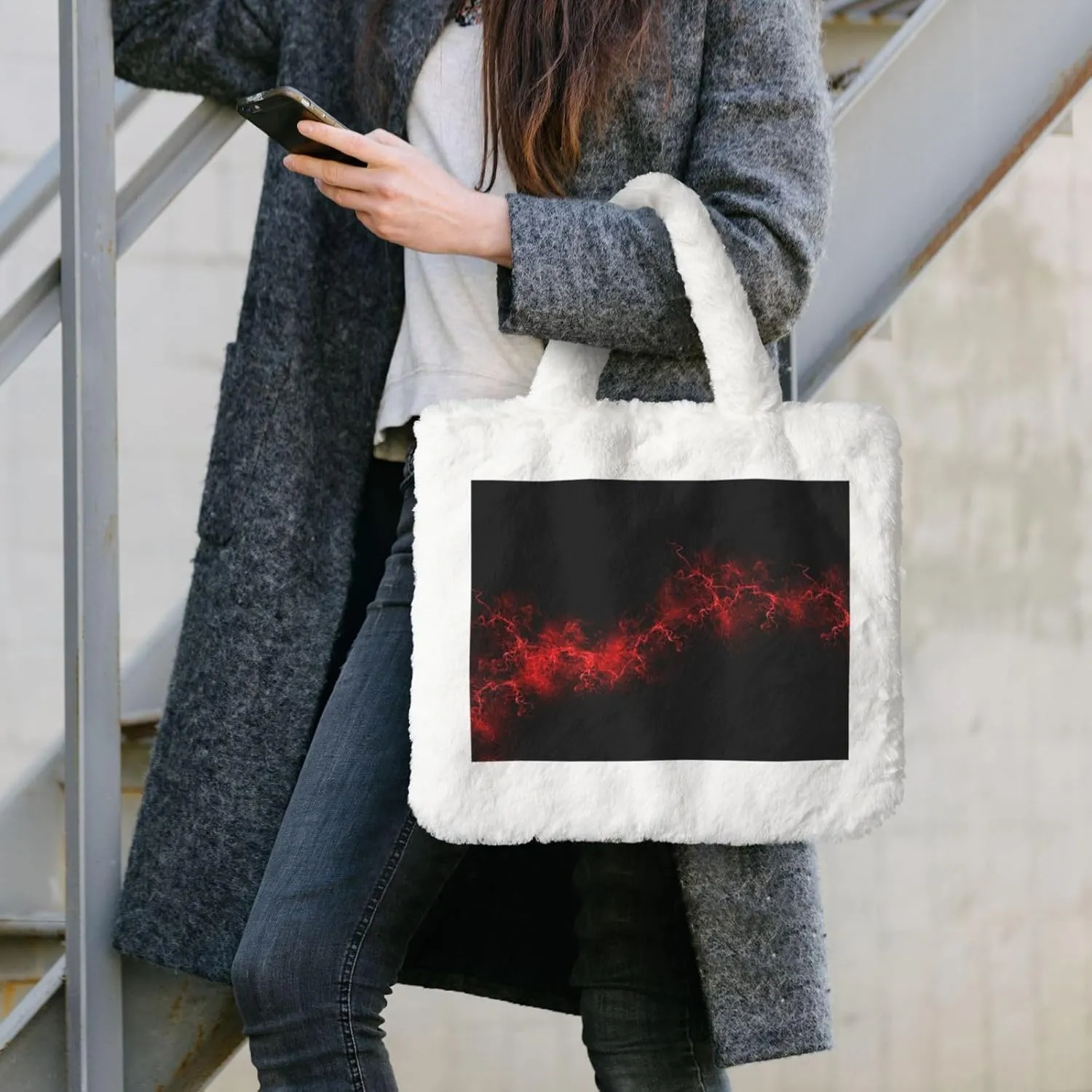 Explosion Burst Red Black Printing Soft Plush Handbag For Womens Tote Bag For Women,Women Satchel Bags Wallet Purse For Gifts