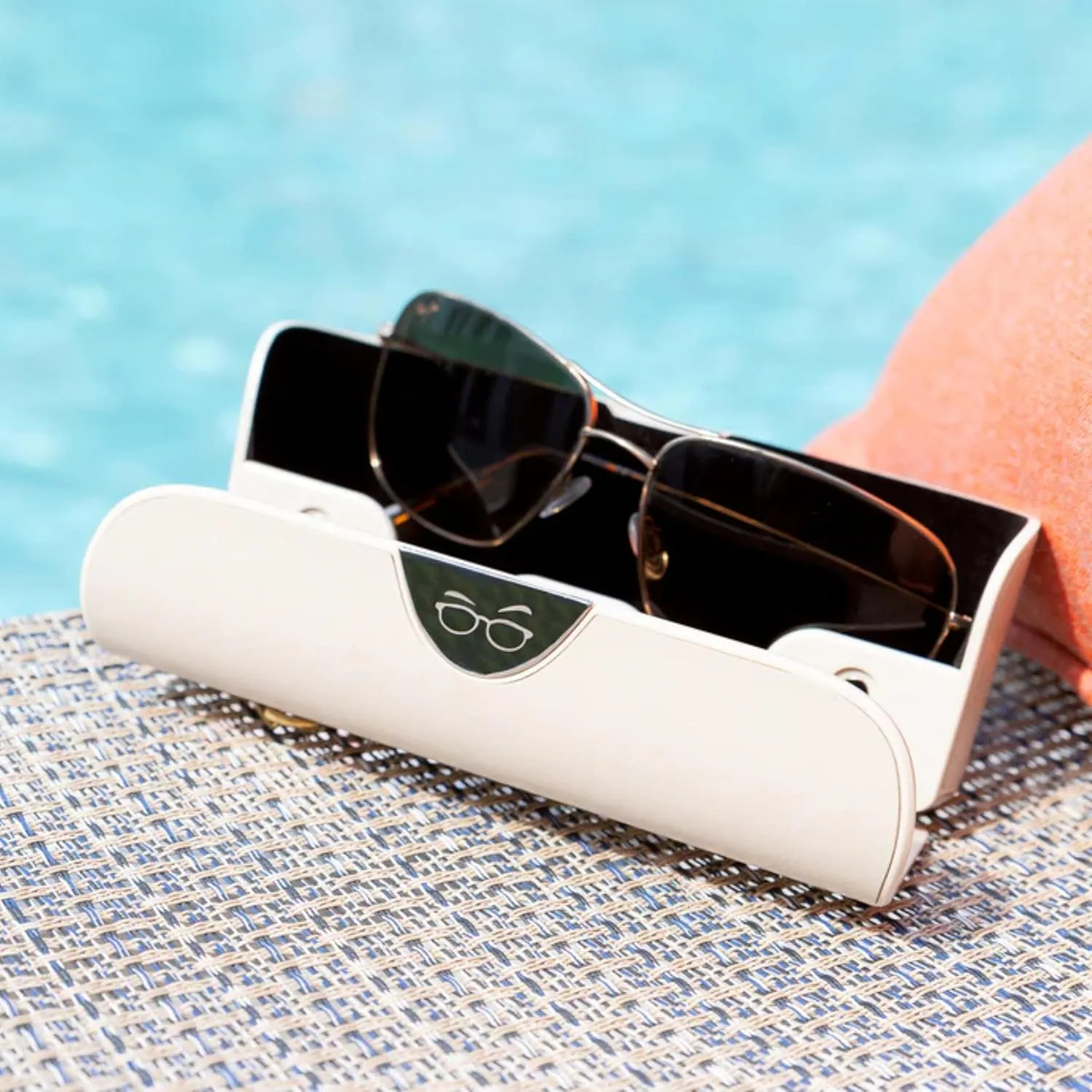 Eyeglasses Case – Vegan Leather Hard Shell Holder, One-Hand Access, Fits Sunglasses, Readers, Blue Light Glasses