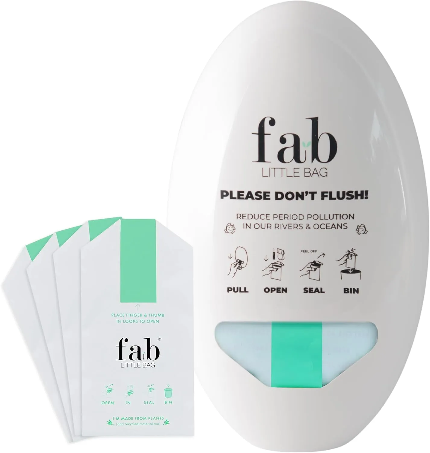 Fab Little Bag Feminine Hygiene Disposable Bags Set for Tampons and Sanitary Pads, Feminine Care Products Kit, Comes with 100 Bags and the Dispenser