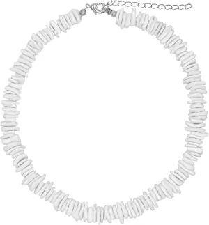 Fablinks White Puka Shell Necklace, Hawaiian Seashell Necklace for Men, VSCO Girl Beach Necklaces for Women, Beachy Beaded Summer Pooka Choker, Heishi Clam Chips Surfer Jewelry