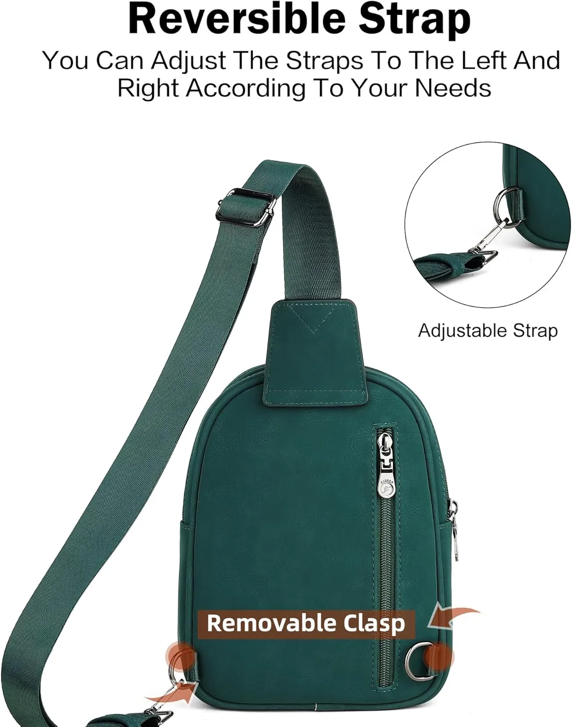 FADEON Women Sling Bags Designer Crossbody Bag, PU Leather Sling Purse Multi-Pocket Packs with Card Slot Beige Green