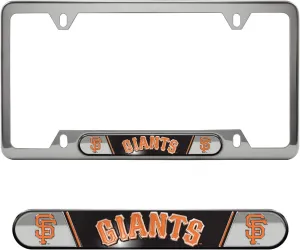 FANMATS 63375 San Francisco Giants Embossed License Plate Frame, Stainless Steel Frame with Stamped Aluminum Team Logo Inserts, 6.25in x 12.25in