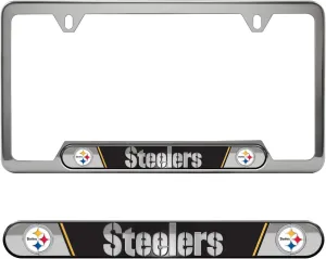 FANMATS NFL Embossed License Plate Frame, Stainless Steel Frame with Stamped Aluminum Team Logo Inserts, 6.25in x 12.25in