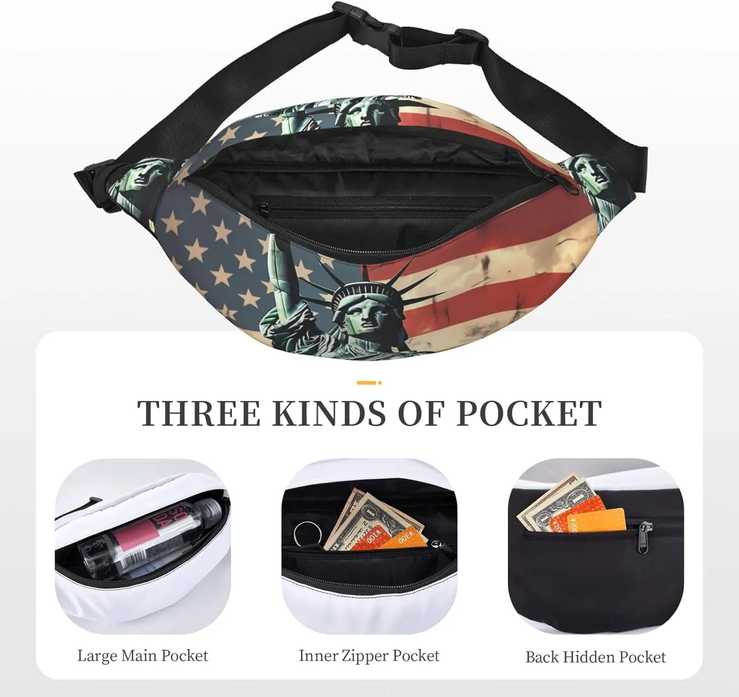 Fanny Pack Belt Bag for Women Men Waterproof Waist Pack Statue against the background Waist Bag with Adjustable Strap