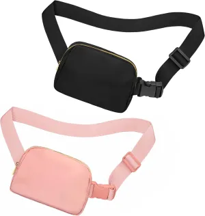 Fanny Pack Crossbody Bag for Women and Men, Belt Bag for Hiking Bum Bag with Adjustable Strap, Waist pack for Running Workout Sports Travel Black Dark Pink