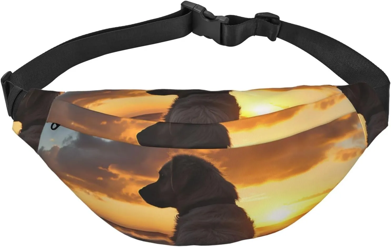 Fanny Pack Dog And Sunset Waist Pack For Women Men Waterproof Belt Bag With Adjustable Belt Casual Crossbody Bag Travel Waist Bag For Sports Running Cycling