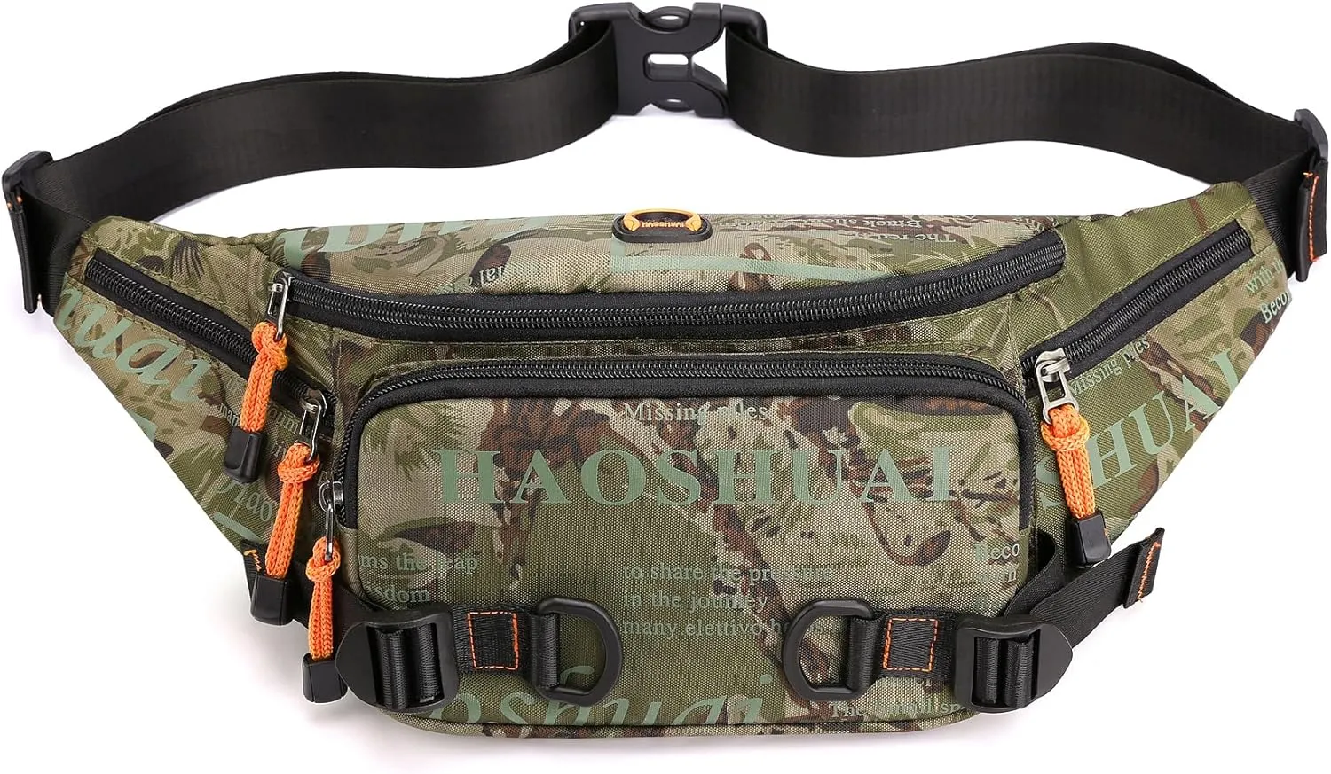 Fanny Pack for Men Women Waist Bag with Headphone Jack Utility Hip Belt Pouch Crossbody Bags Bumbag for Cycling Hiking Walking Fishing Camo