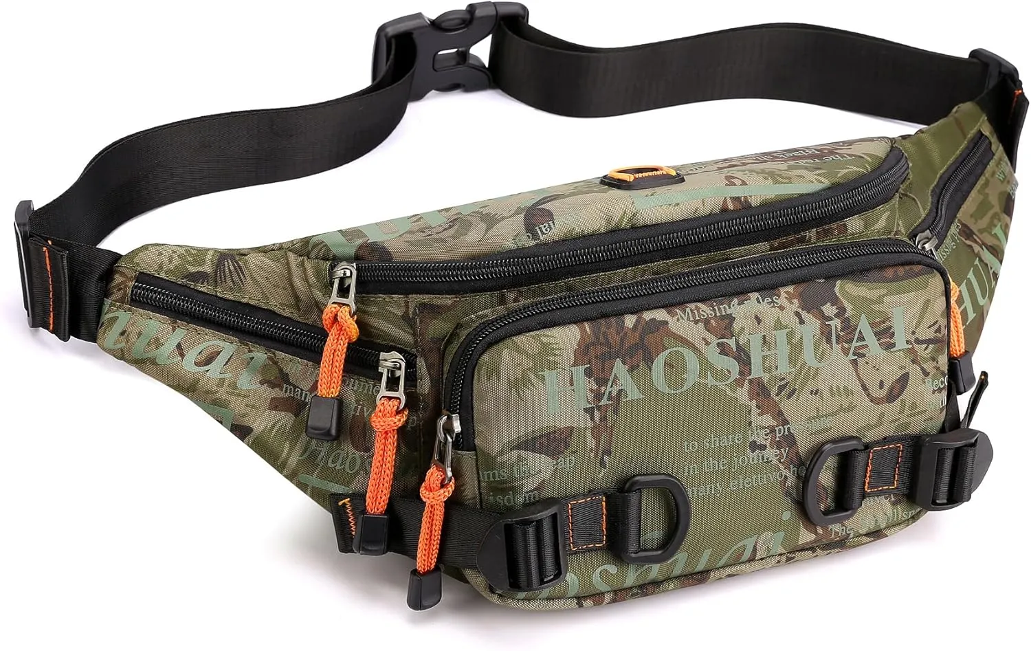 Fanny Pack for Men Women Waist Bag with Headphone Jack Utility Hip Belt Pouch Crossbody Bags Bumbag for Cycling Hiking Walking Fishing Camo