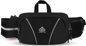 Fanny Pack for Men Women Waist Bag with Water Bottle Holder for Hiking, travel,Dog Walking, Workout,Cycling (Black)
