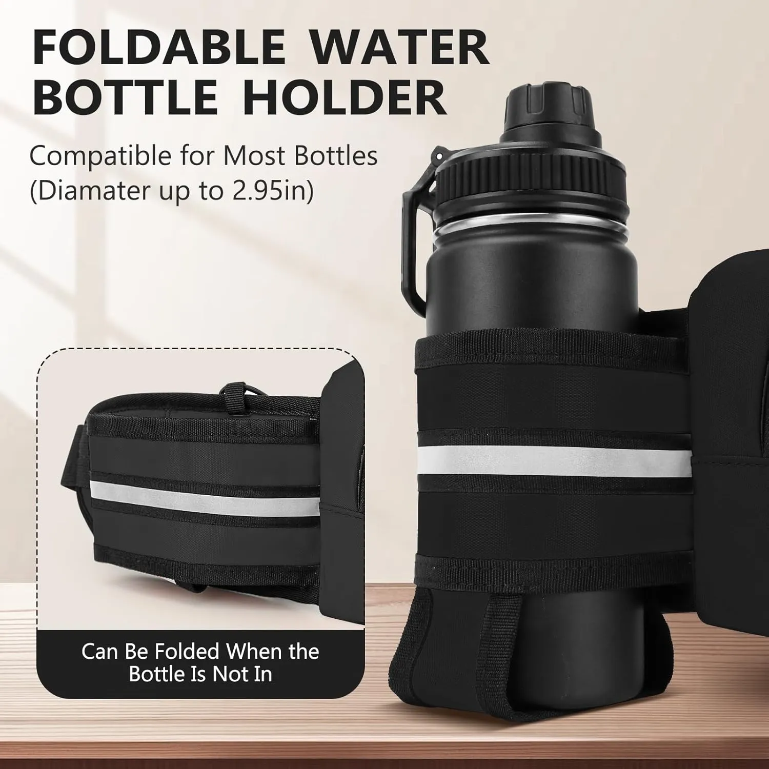 Fanny Pack for Men Women Waist Bag with Water Bottle Holder for Hiking, travel,Dog Walking, Workout,Cycling (Black)