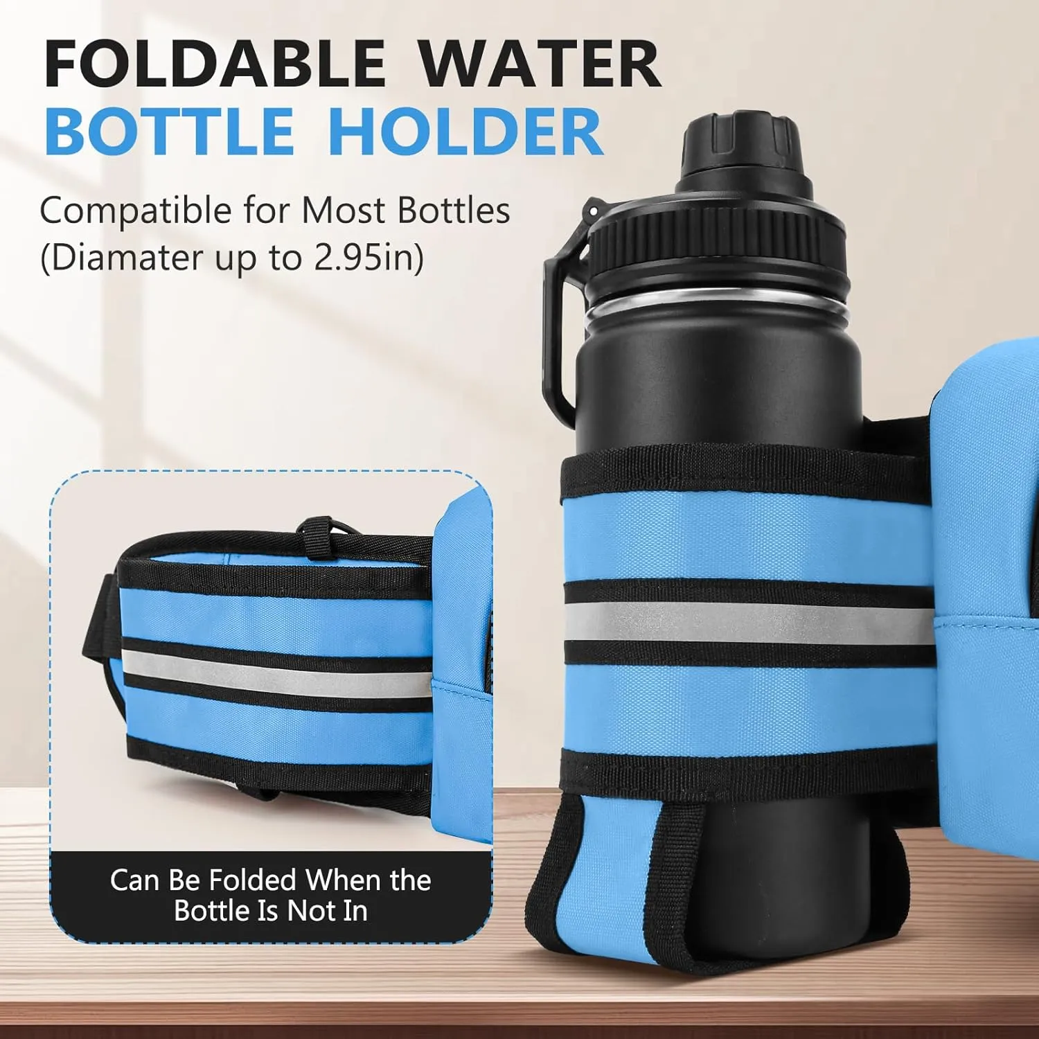 Fanny Pack for Men Women Waist Bag with Water Bottle Holder for Hiking, travel,Dog Walking, Workout,Cycling (Light Blue)