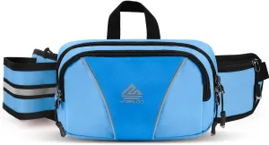 Fanny Pack for Men Women Waist Bag with Water Bottle Holder for Hiking, travel,Dog Walking, Workout,Cycling (Light Blue)