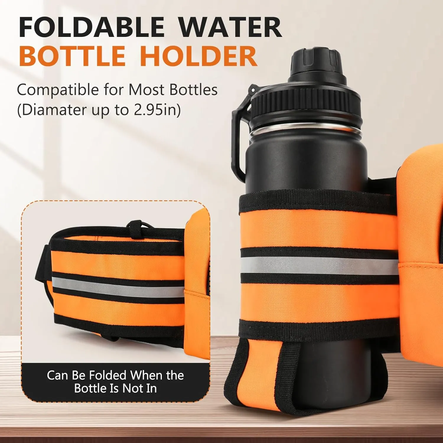 Fanny Pack for Men Women Waist Bag with Water Bottle Holder for Hiking, travel,Dog Walking, Workout,Cycling (Orange)
