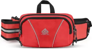 Fanny Pack for Men Women Waist Bag with Water Bottle Holder for Hiking, travel,Dog Walking, Workout,Cycling (Red)