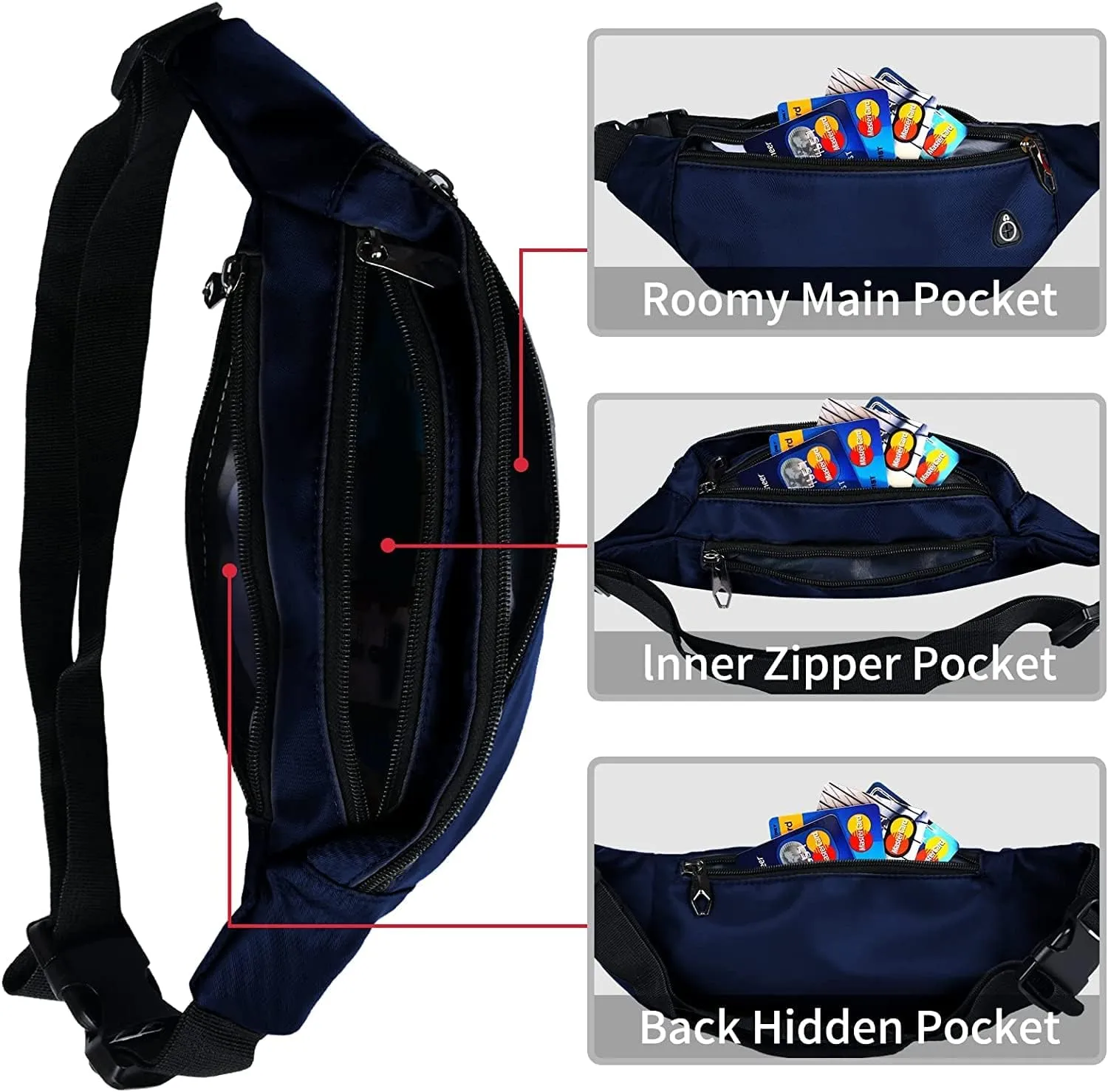 Fanny Pack for Men Women, Waterproof Sports Waist Bag Pack, Belt Bag for Travel Hiking Running