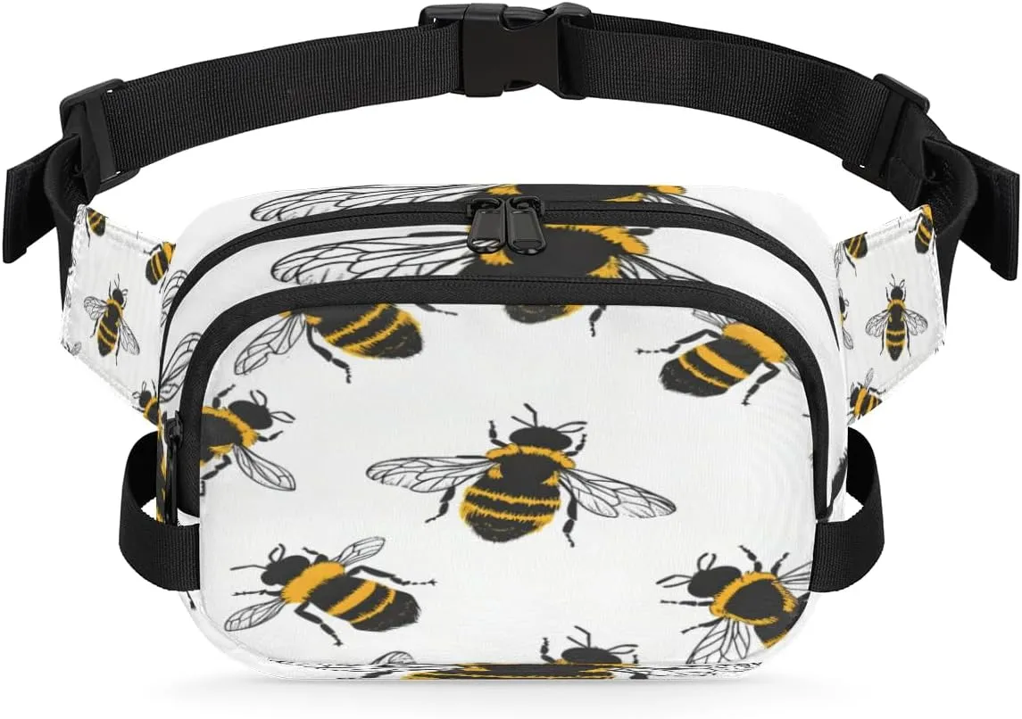 Fanny Pack for Men Women, Waterproof Sports Waist Bag Pack, Wild Animals Bee Belt Bag for Travel Hiking Running, Travel Chest Bag with Adjustable Strap, Honeybees