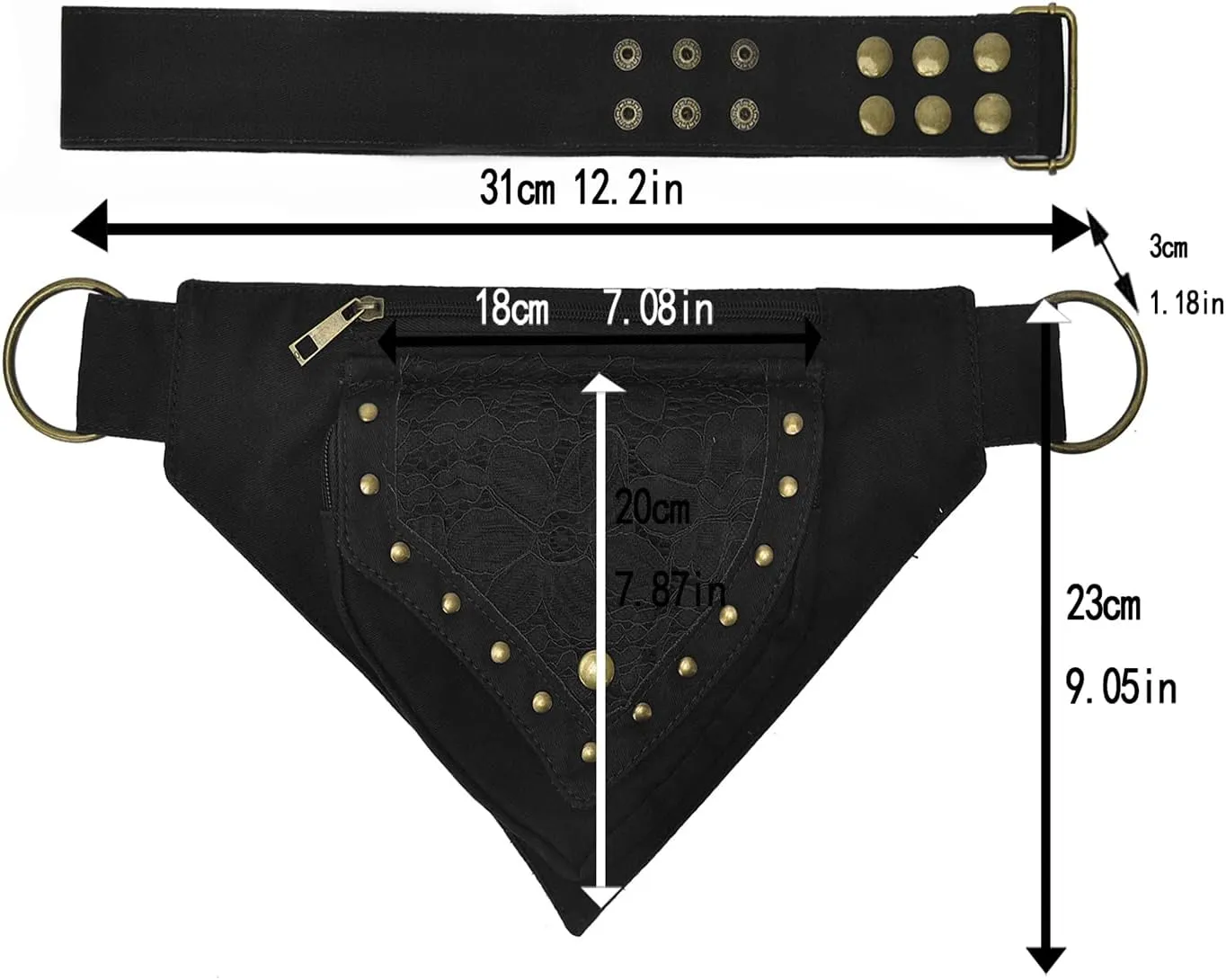 Fanny Pack for Women Lace Belt Bag Waist Bag Fashion Waist Pack Pouch Small Purse for Party, Travel, Hiking Renaissance Faire Festival Belt Bag 7/black