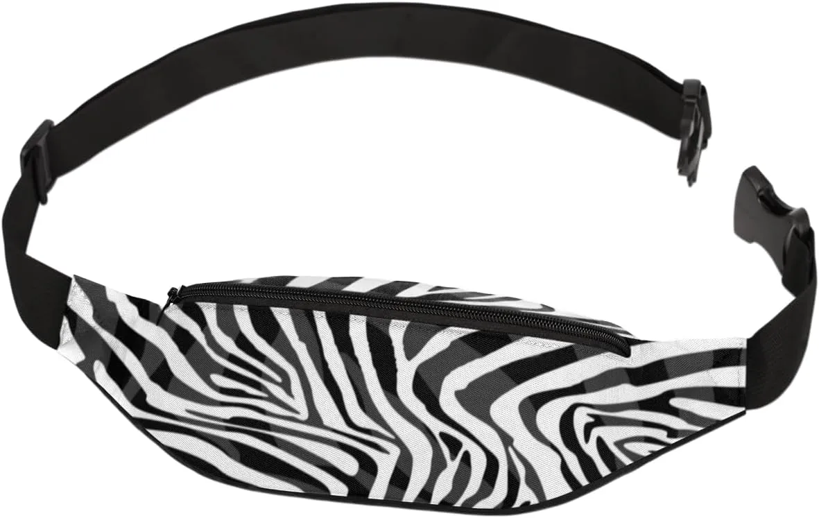 Fanny Pack for Women Men Animal Zebra Print Waist Pack Crossbody Bag with Adjustable Straps for Hiking Running Walking Travel Cycling