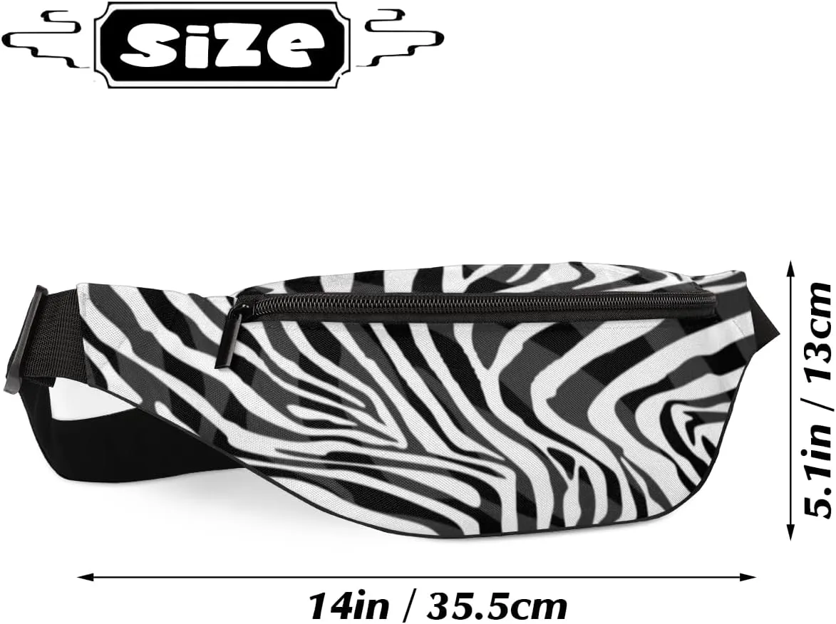 Fanny Pack for Women Men Animal Zebra Print Waist Pack Crossbody Bag with Adjustable Straps for Hiking Running Walking Travel Cycling