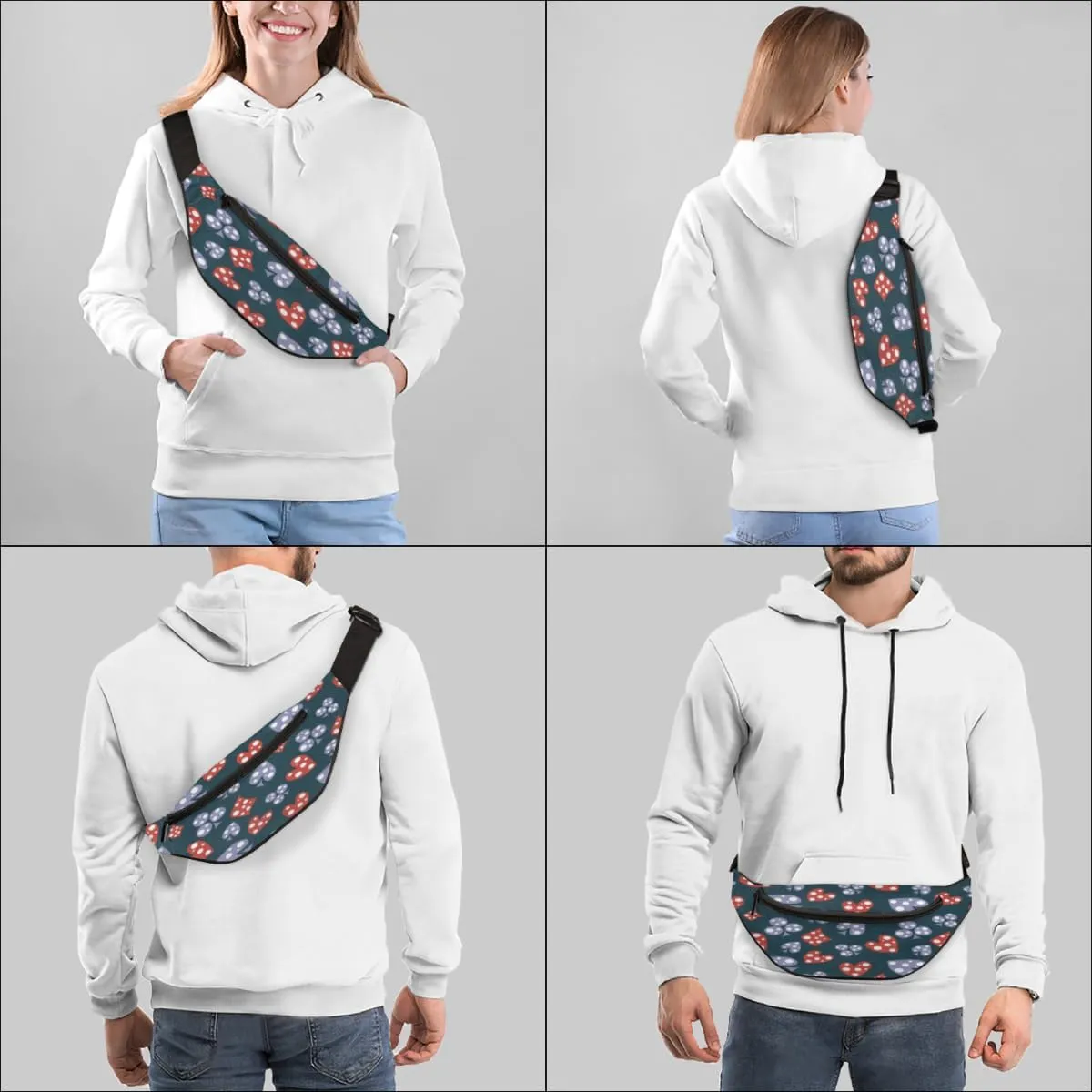 Fanny Pack for Women Men Creative Love Print Waist Pack Crossbody Bag with Adjustable Straps for Hiking Running Walking Travel Cycling