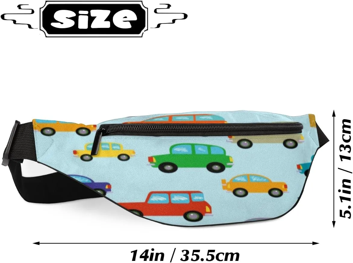 Fanny Pack for Women Men Cute Car Waist Pack Crossbody Bag with Adjustable Straps for Hiking Running Walking Travel Cycling