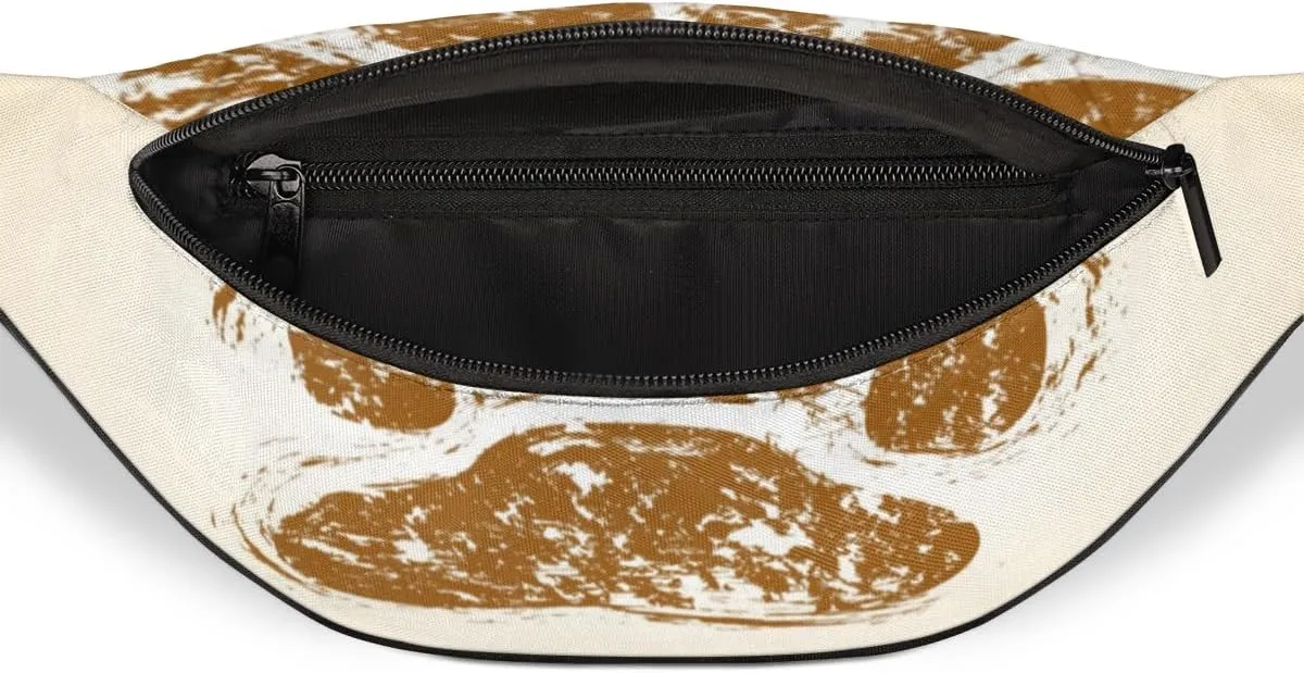 Fanny Pack for Women Men Cute Puppy Paw Print Waist Pack Crossbody Bag with Adjustable Straps for Hiking Running Walking Travel Cycling