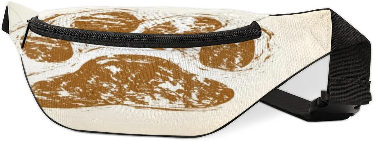 Fanny Pack for Women Men Cute Puppy Paw Print Waist Pack Crossbody Bag with Adjustable Straps for Hiking Running Walking Travel Cycling