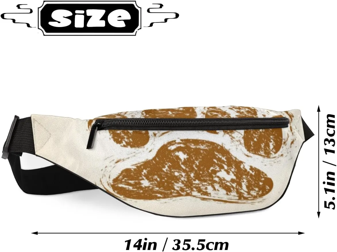 Fanny Pack for Women Men Cute Puppy Paw Print Waist Pack Crossbody Bag with Adjustable Straps for Hiking Running Walking Travel Cycling