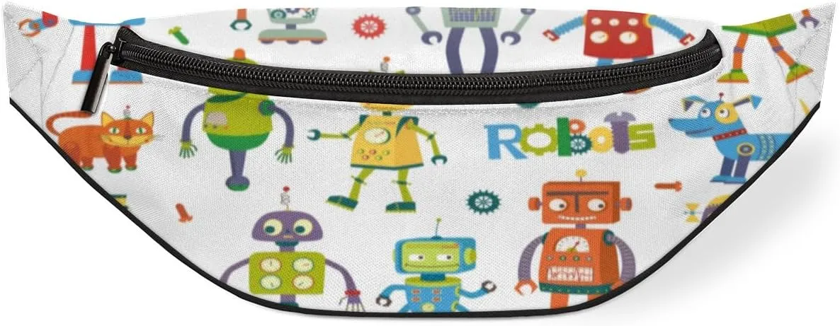 Fanny Pack for Women Men Cute Robots Waist Pack Crossbody Bag with Adjustable Straps for Hiking Running Walking Travel Cycling