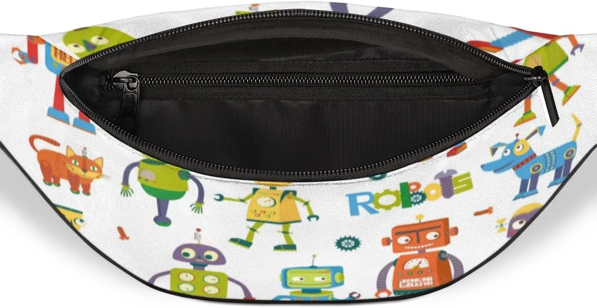 Fanny Pack for Women Men Cute Robots Waist Pack Crossbody Bag with Adjustable Straps for Hiking Running Walking Travel Cycling