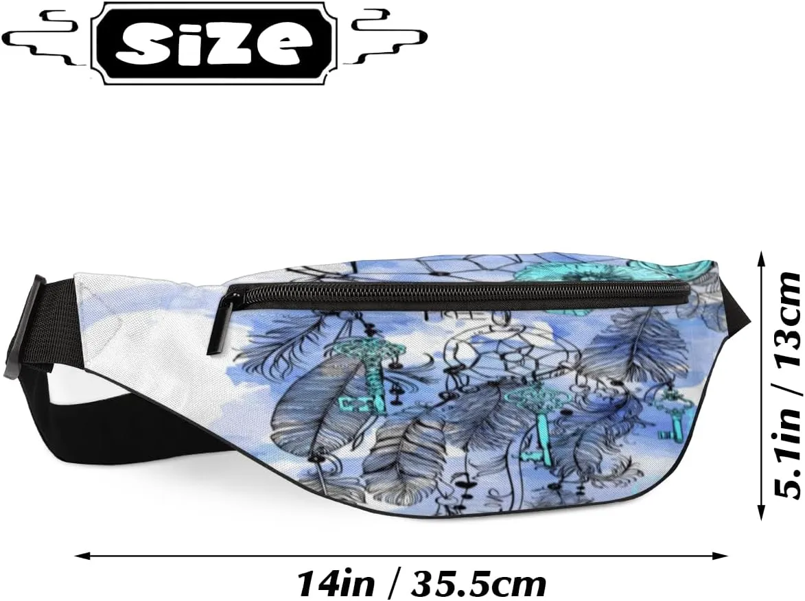Fanny Pack for Women Men Dream Catcher Flower Butterfly Waist Pack Crossbody Bag with Adjustable Straps for Hiking Running Walking Travel Cycling