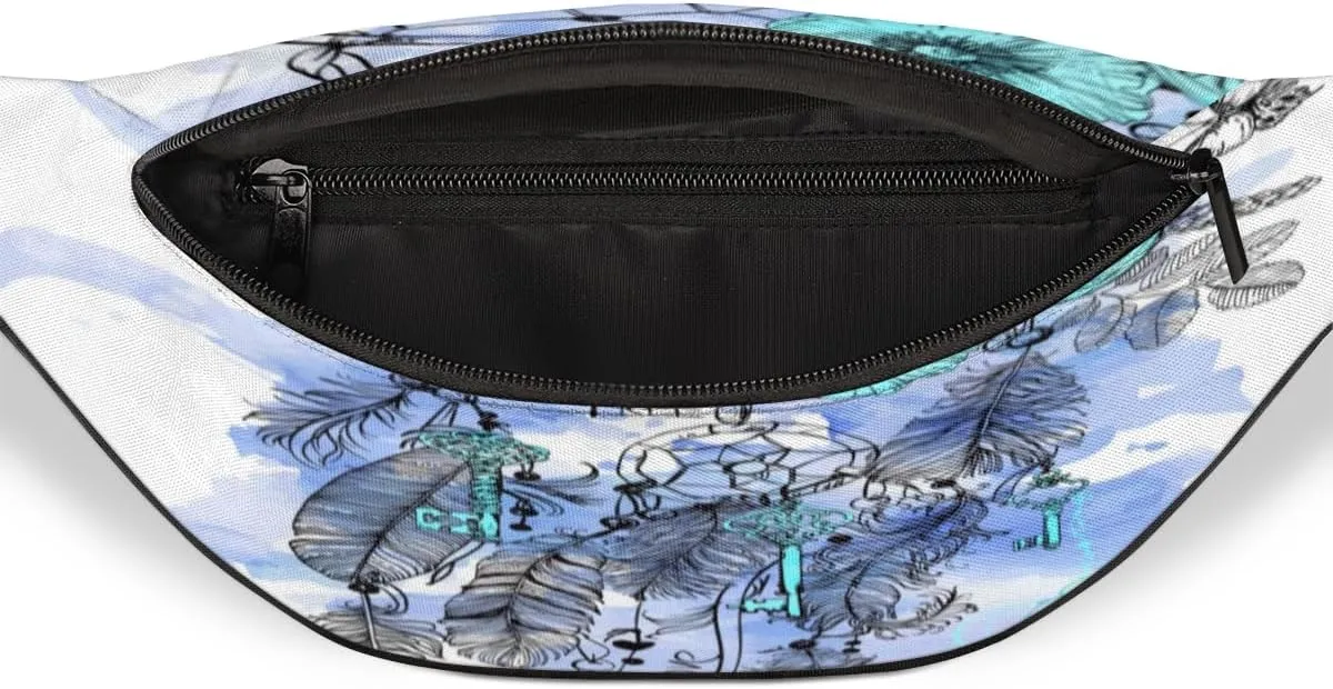 Fanny Pack for Women Men Dream Catcher Flower Butterfly Waist Pack Crossbody Bag with Adjustable Straps for Hiking Running Walking Travel Cycling