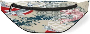 Fanny Pack for Women Men Ethnic Style Carp Waist Pack Crossbody Bag with Adjustable Straps for Hiking Running Walking Travel Cycling