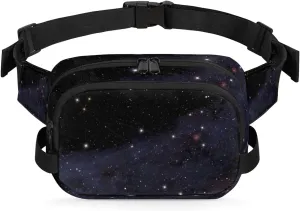 Fanny Pack for Women Men Galaxy Star Crossbody Belt Bag with 3 Zipper Pockets Fashion Waterproof Waist Pack with Adjustable Strap for Travel Running Hiking Cycling