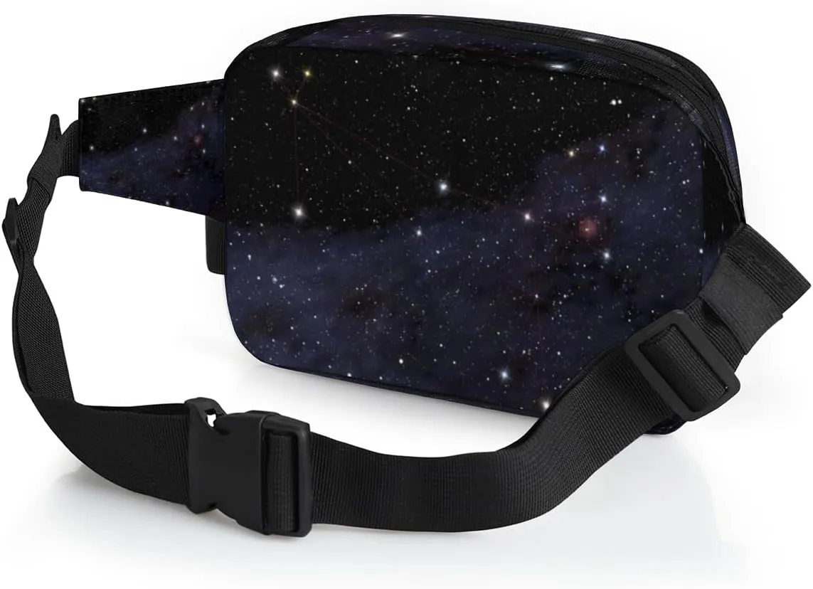 Fanny Pack for Women Men Galaxy Star Crossbody Belt Bag with 3 Zipper Pockets Fashion Waterproof Waist Pack with Adjustable Strap for Travel Running Hiking Cycling
