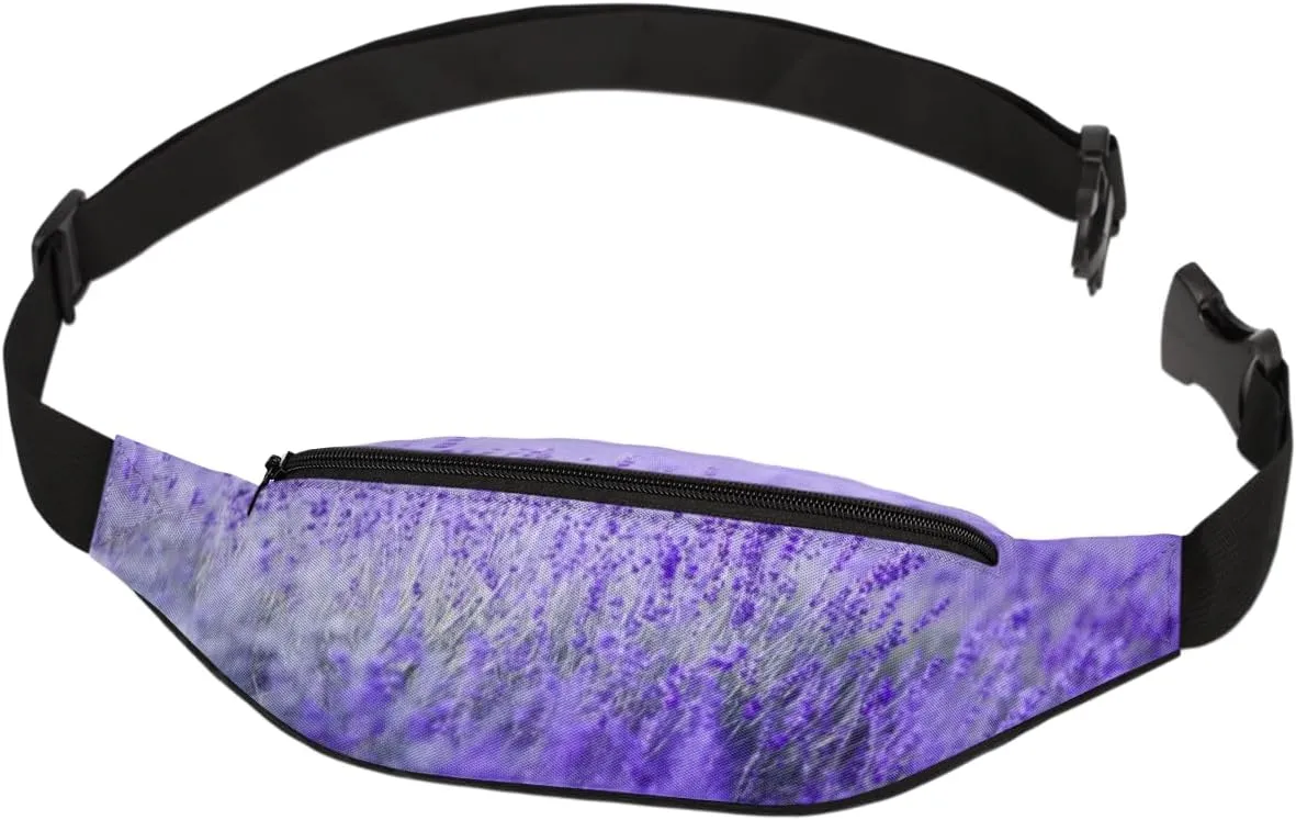 Fanny Pack for Women Men Lavender Waist Pack Crossbody Bag with Adjustable Straps for Hiking Running Walking Travel Cycling