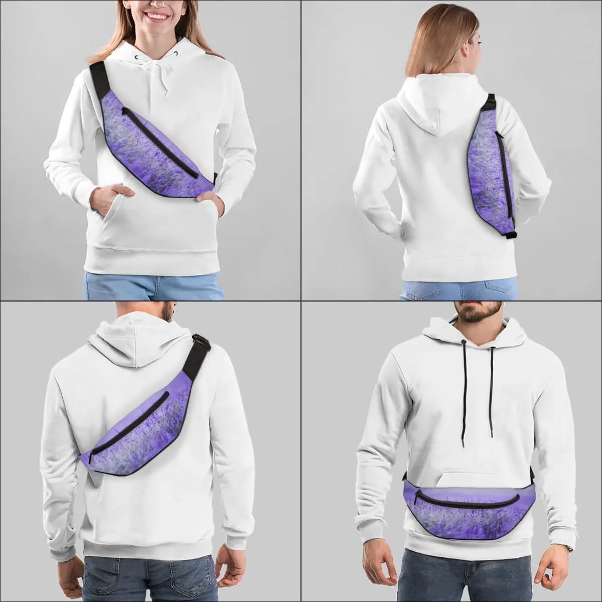 Fanny Pack for Women Men Lavender Waist Pack Crossbody Bag with Adjustable Straps for Hiking Running Walking Travel Cycling