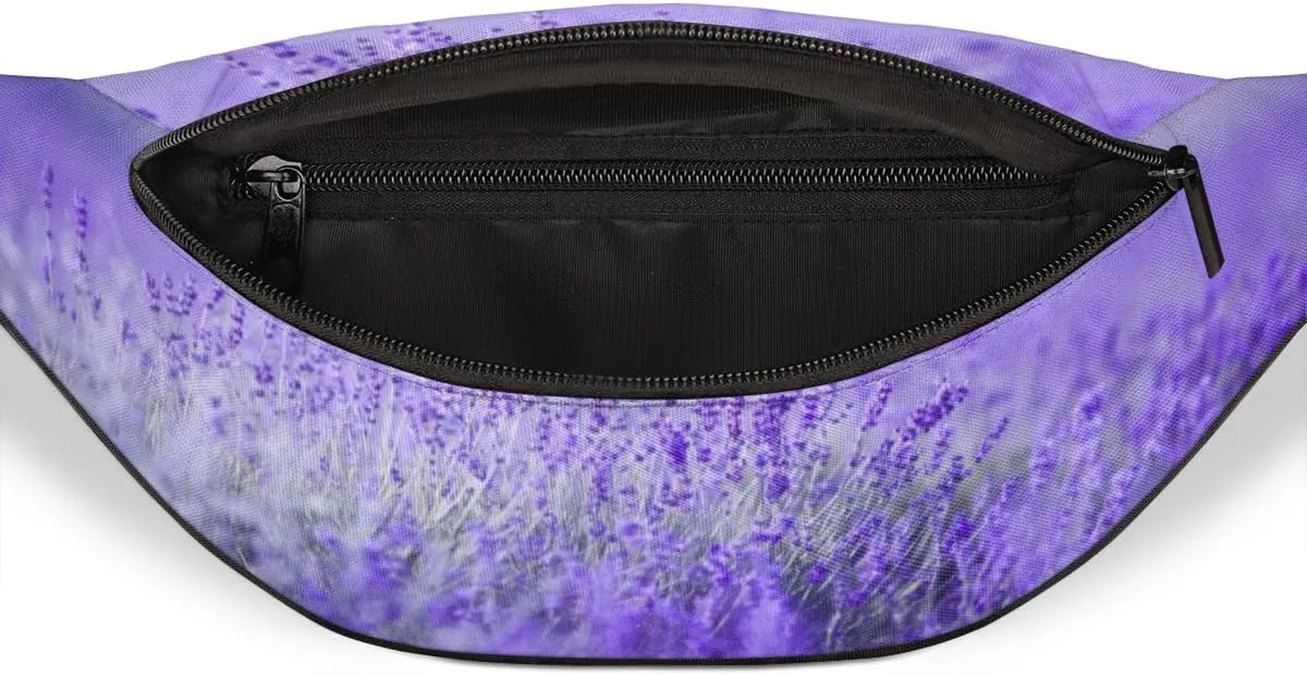 Fanny Pack for Women Men Lavender Waist Pack Crossbody Bag with Adjustable Straps for Hiking Running Walking Travel Cycling